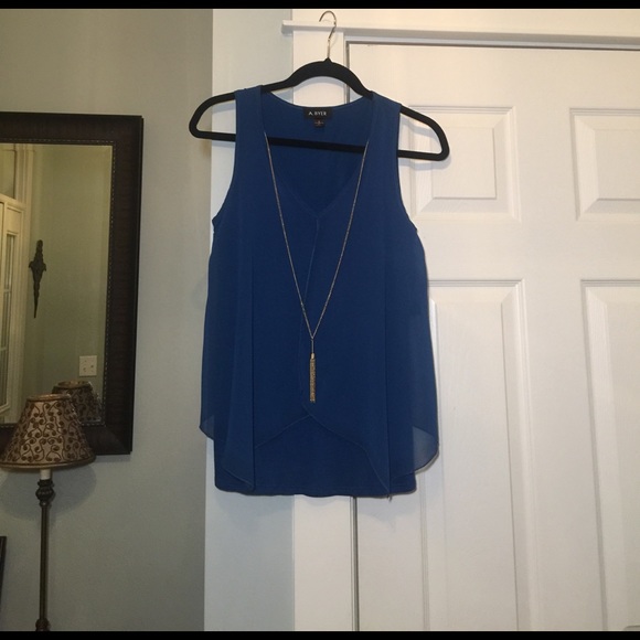 A. BYER Dark Aqua-Teal Top with sheer overlay - Picture 2 of 2