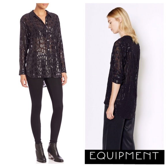 Equipment Tops - Equipment Daddy Oversized Leopard Print Blouse
