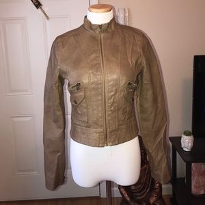 Brown vegan motto jacket