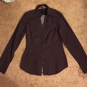 Black and small pink polka dot Express shirt (xs)