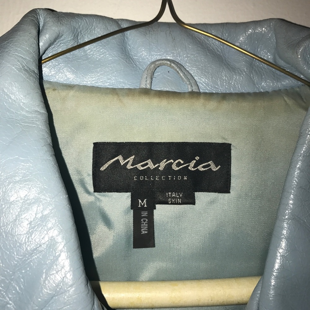 Blue Leather Jacket Size Medium - image 2