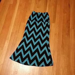Black and blue chevron maxi skirt