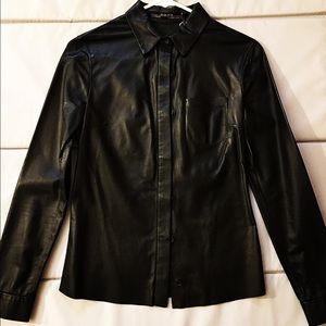 All Saints Leather Argyle Shirt All Saints Leather Argyle Shirt