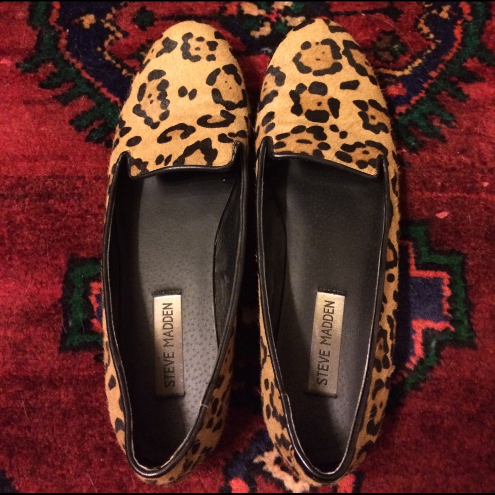 Steve Madden leopard smoking loafers