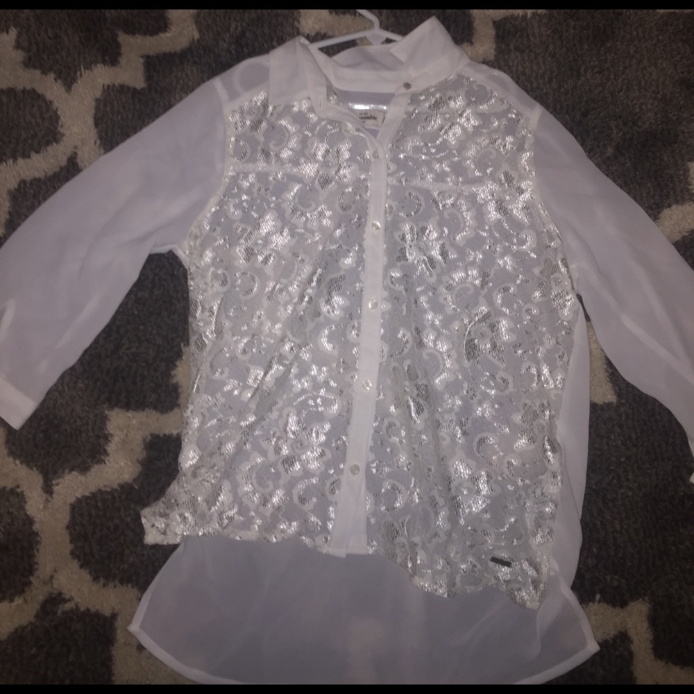 Abercrombie Kids, white, long sleeve button up
