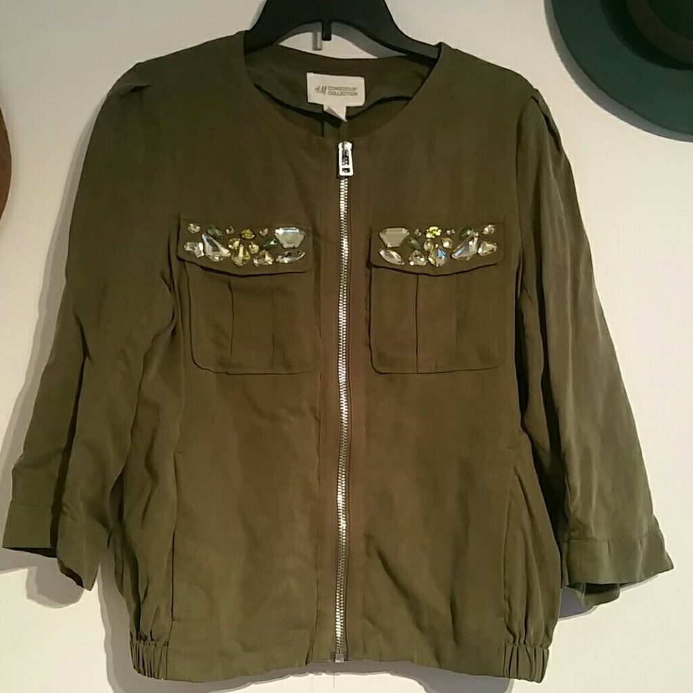Olive embellished jacket