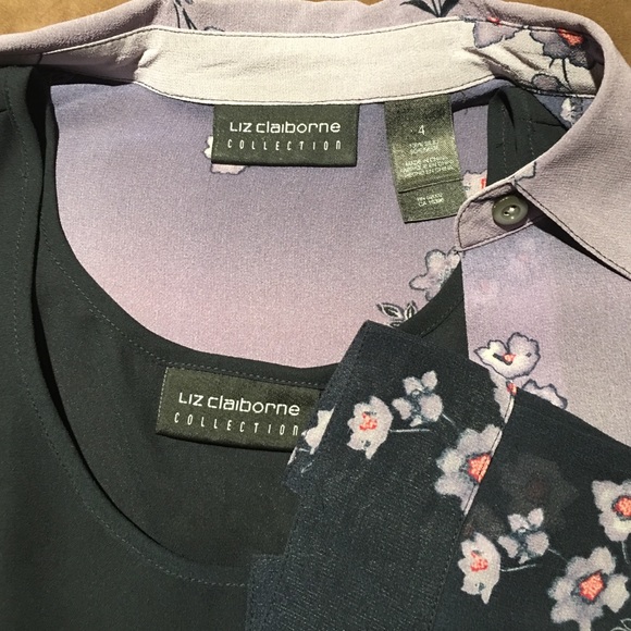 Liz Claiborne 💯 % silk blouse set - Picture 4 of 4