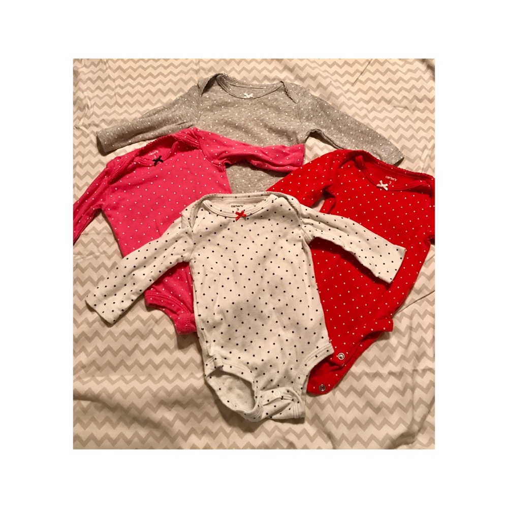 Carter's long sleeve polkadot onesies