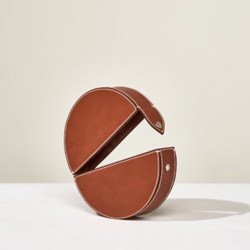 🆕 Zara Studio Oval Leather Minaudiere Clutch