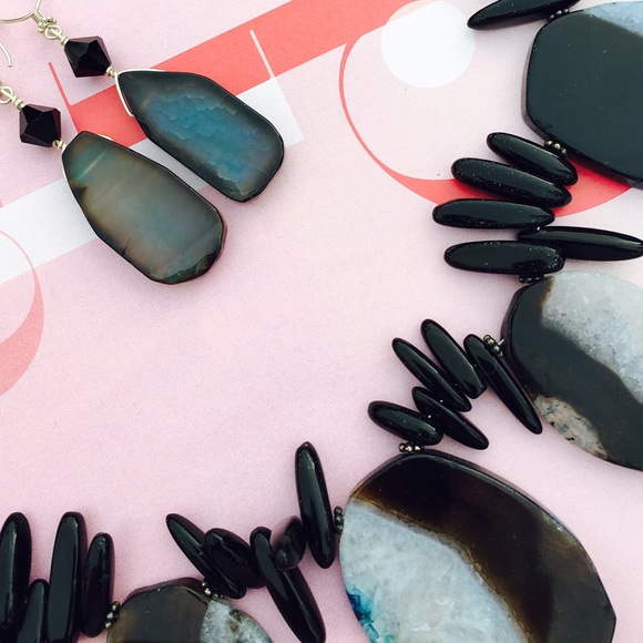 🔹One of a Kind!🔹Handmade Agate Necklace Set - Picture 4 of 4