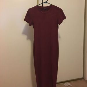 Cranberry Suede Bodycon Dress