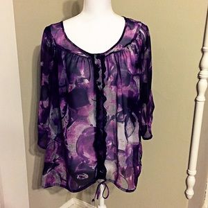 Maurice's purple floral sheer top