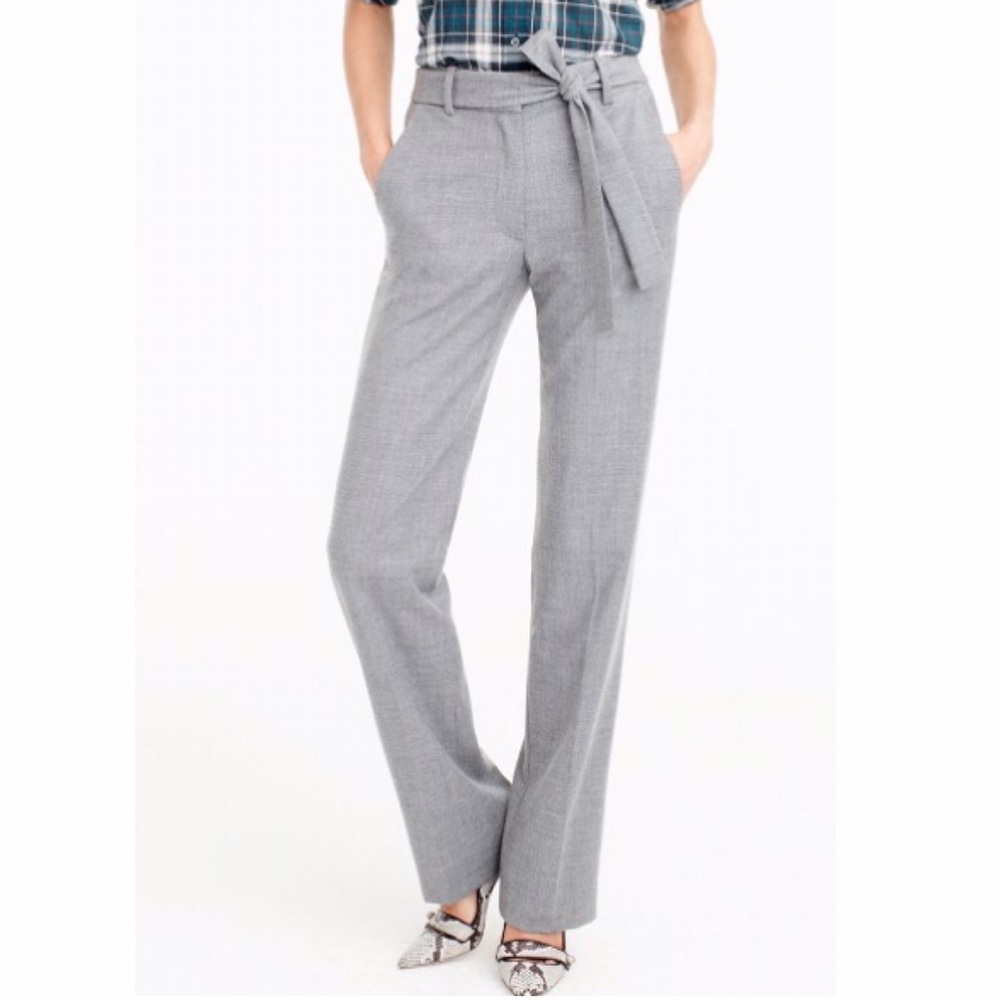 ✨J Crew✨ Grey Wool Flannel Trousers with Bow Tie