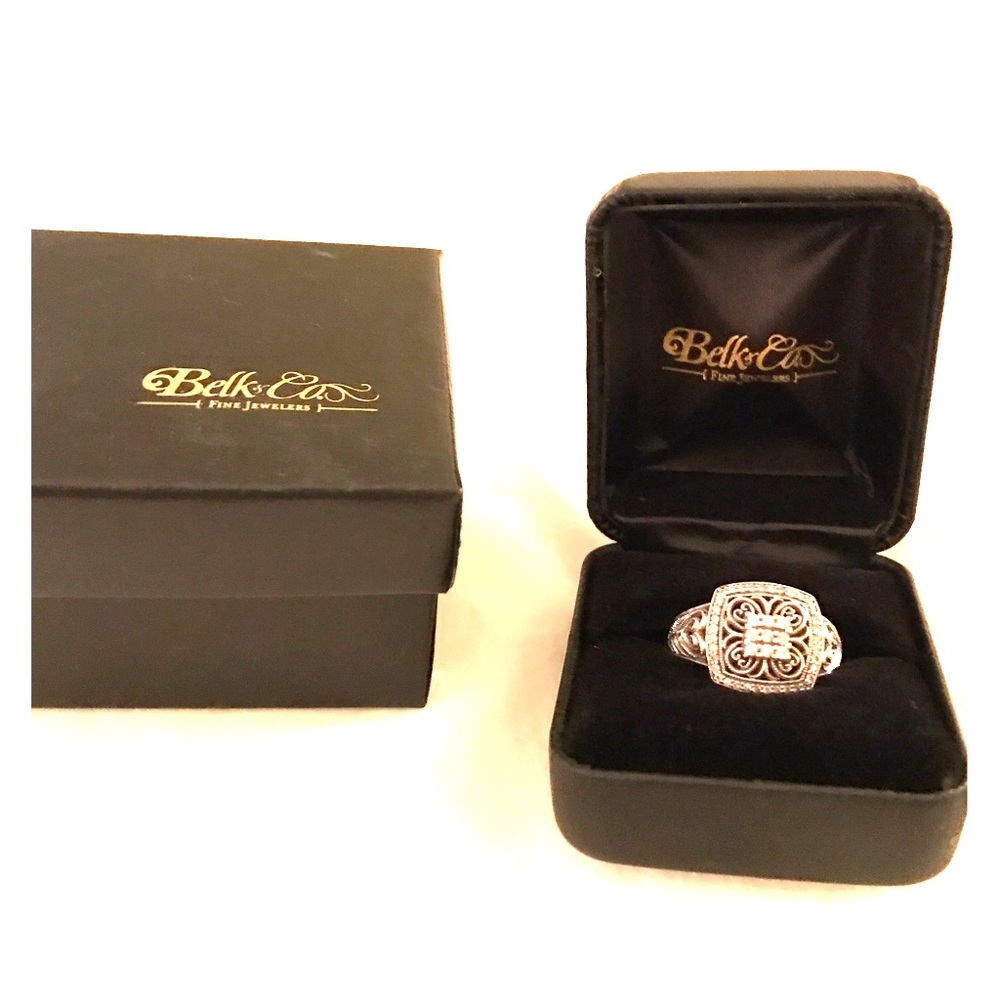 Diamond and sterling silver ring
