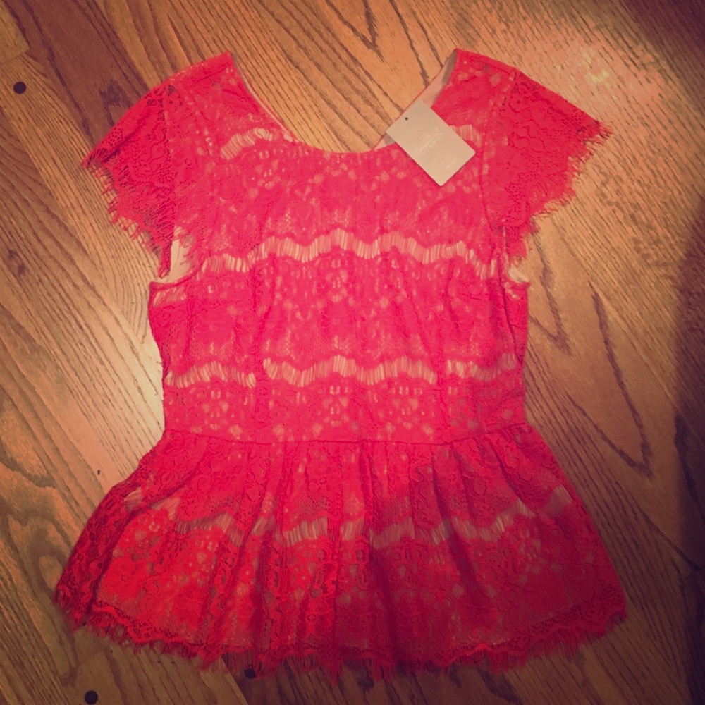 Anthropologie Maeve Lace Peplum Top