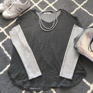 Long sleeve two tone top