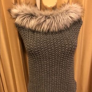 Express faux fur lined gray cowl scarf