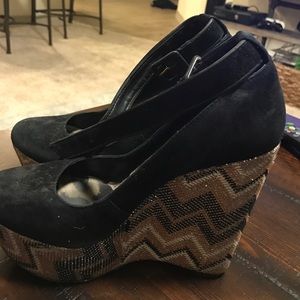 Jessica Simpson glitter wedges