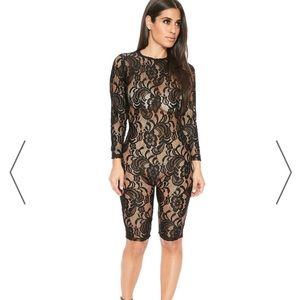 Naked wardrobe jumpsuit cropped lace