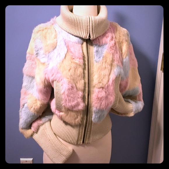bebe Jackets & Blazers - bebe rabbit fur jacket👍❤️💋