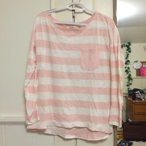 Pink and white striped long sleeve t shirt