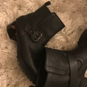 McQ by Alexander McQueen black buckled ankle boots