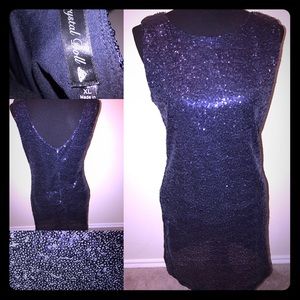 Sparkles and navy blue dress
