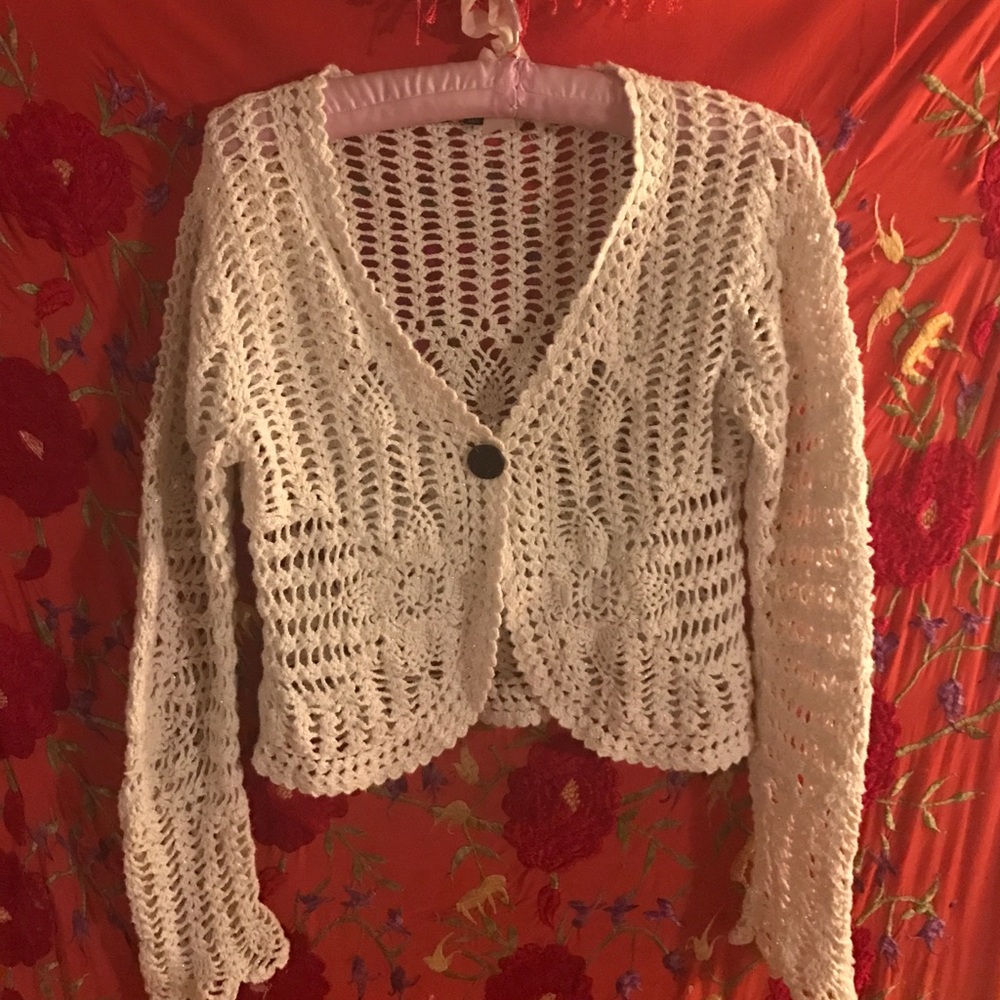 White crochet top.