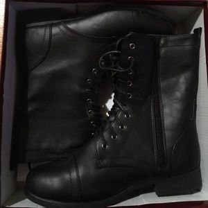 Black combat boots