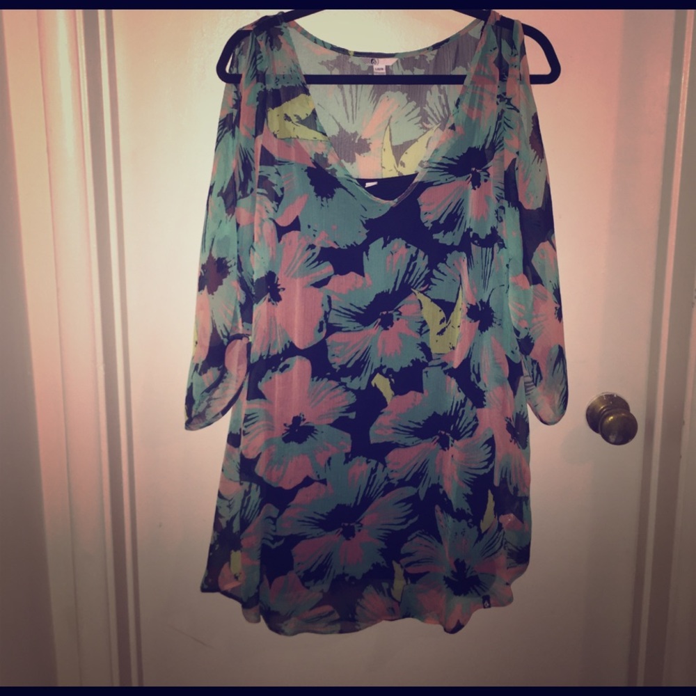 Volcom Flower Print Cold Shoulder Dress