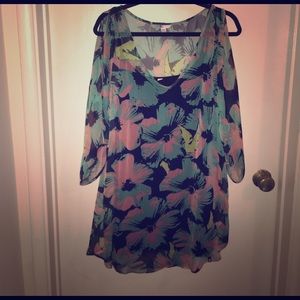 Volcom Flower Print Cold Shoulder Dress