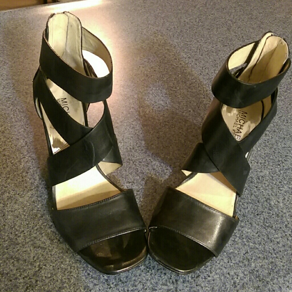 Michael Kors black wedge heel sandals