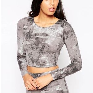 AX Paris metallic crop long sleeve top BNWT