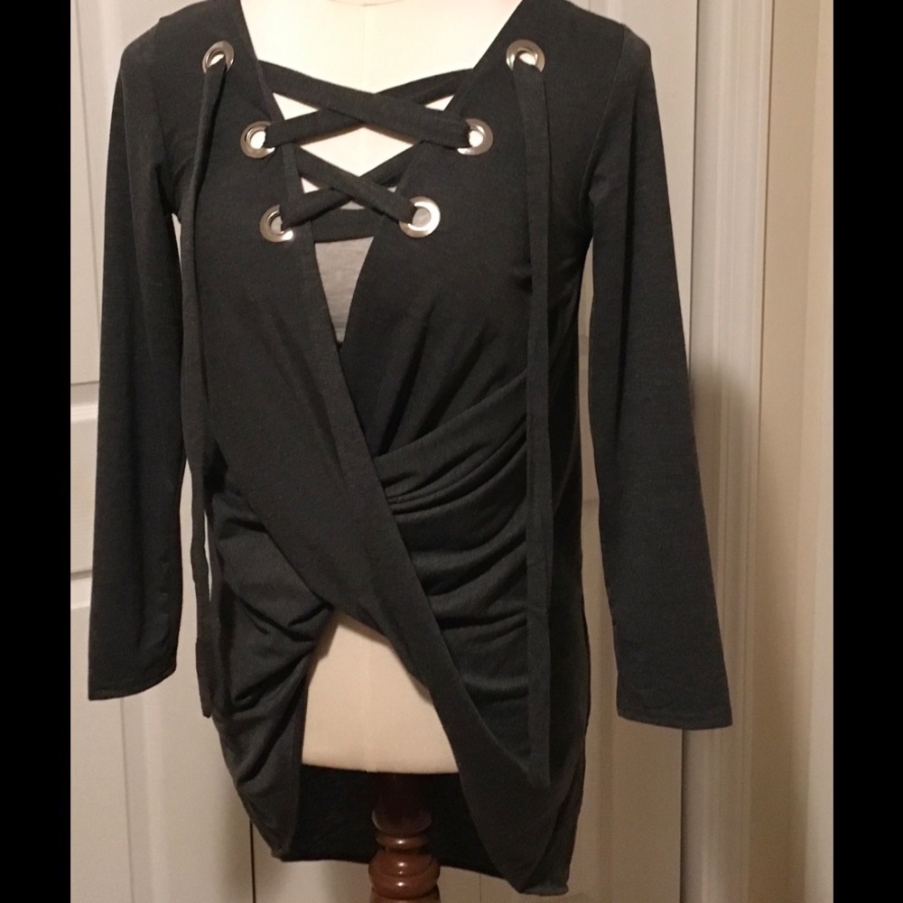 Dark Gray Runched pull over Top