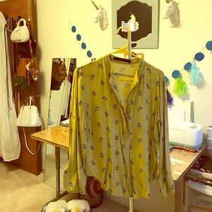 Zebra Deep V Half-Button Up Blouse 👚