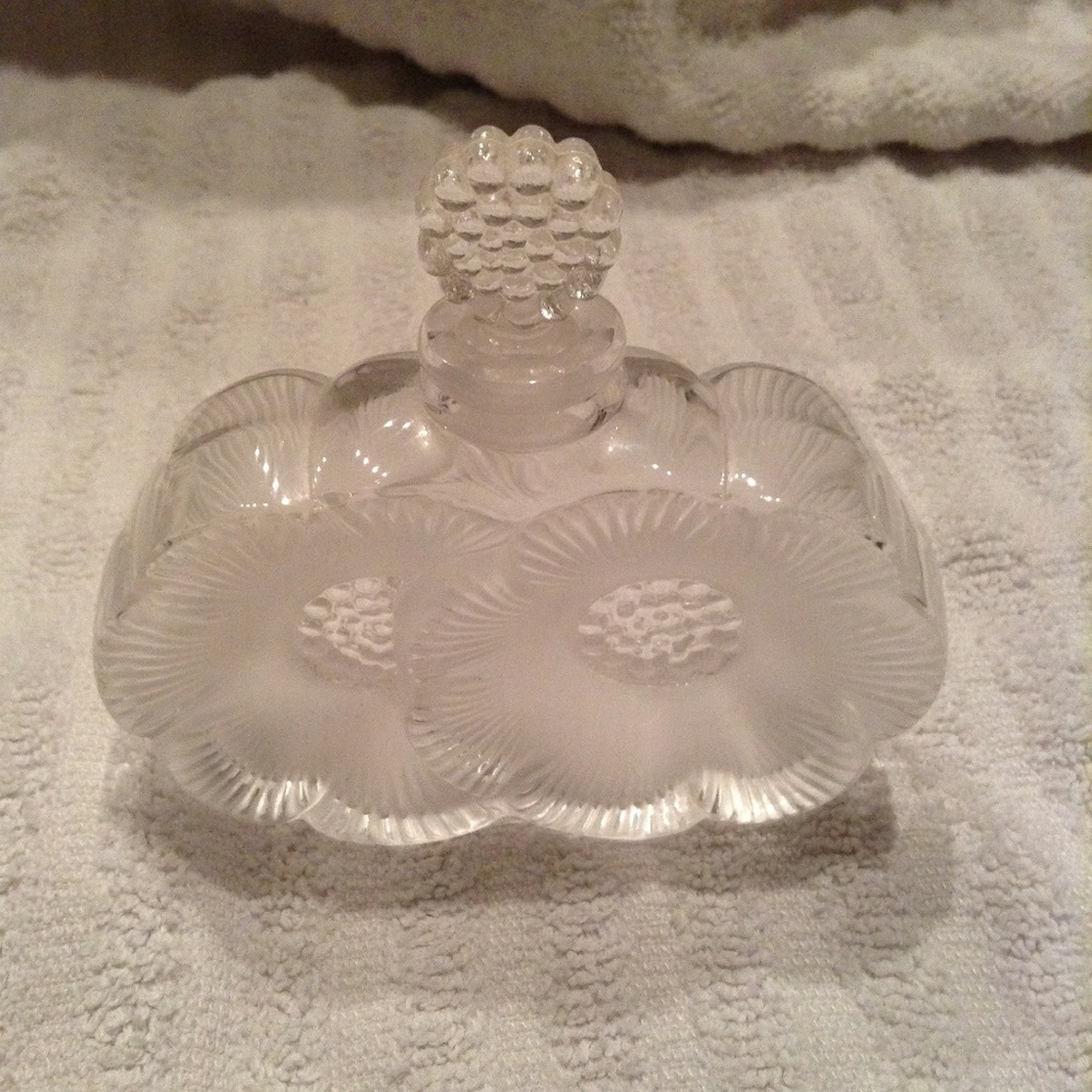Lalique Deux Fleurs Glass Crystal Perfume Bottle