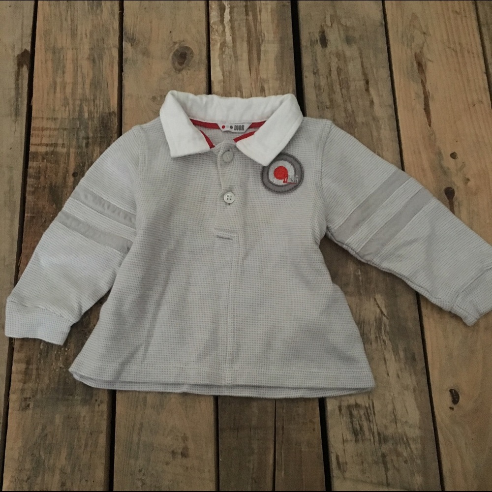 Baby Dior Grey White Rugby Shirt Long Sleeve Too