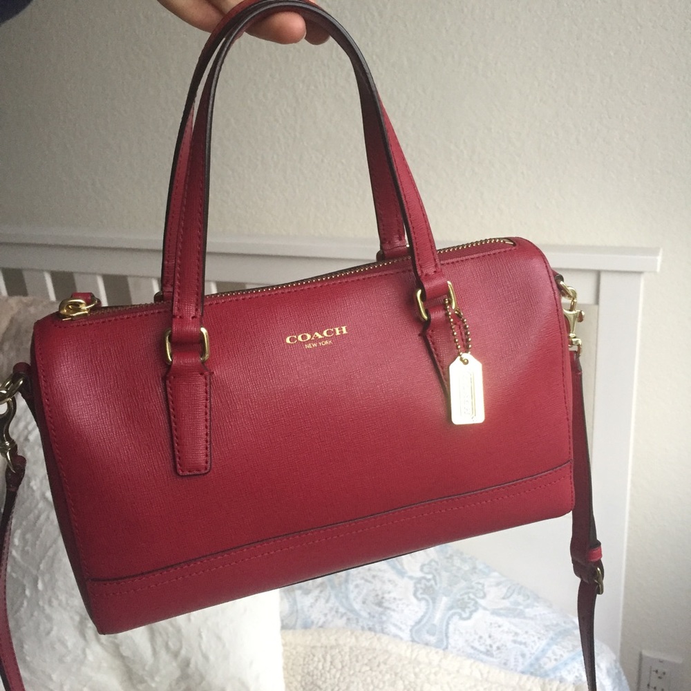 Coach Cranberry Saffiano Mini Satchel