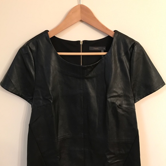 THML Black Leather Shift Dress - Picture 3 of 6