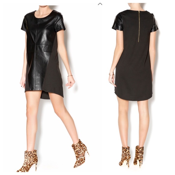 THML Dresses & Skirts - THML Black Leather Shift Dress