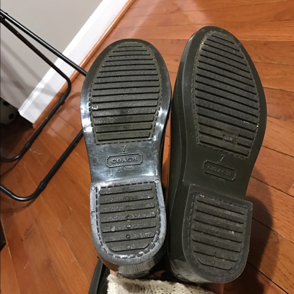 Coach Talia Rub/Mat Lthr Rainboots in Green Size 7 - Picture 4 of 4