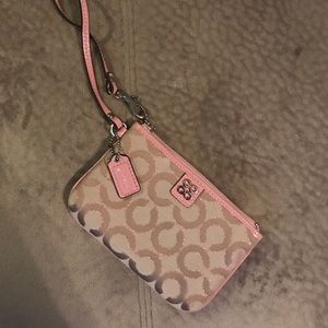 Authentic Coach Wristlet - Pink & Khaki