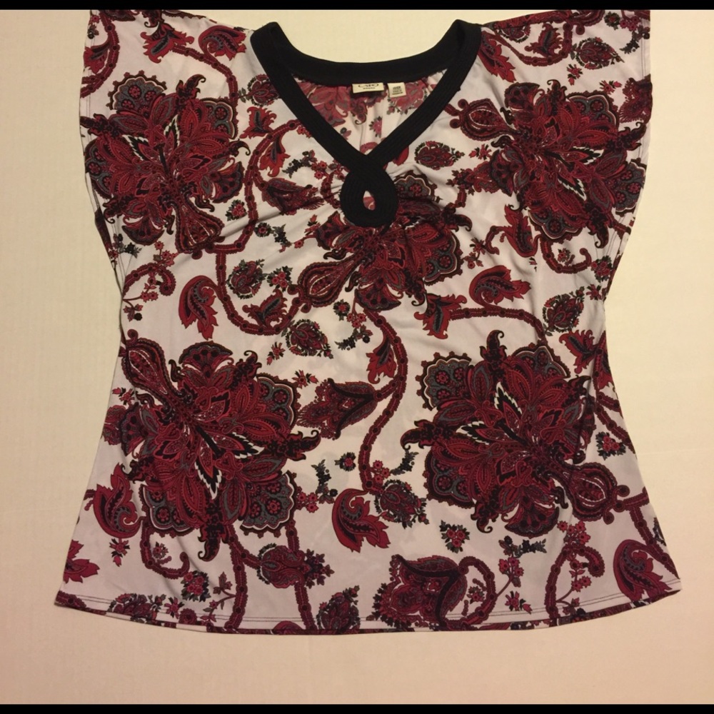 Red and black flowered dress shirt