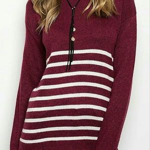 Burgundy Striped Sweater