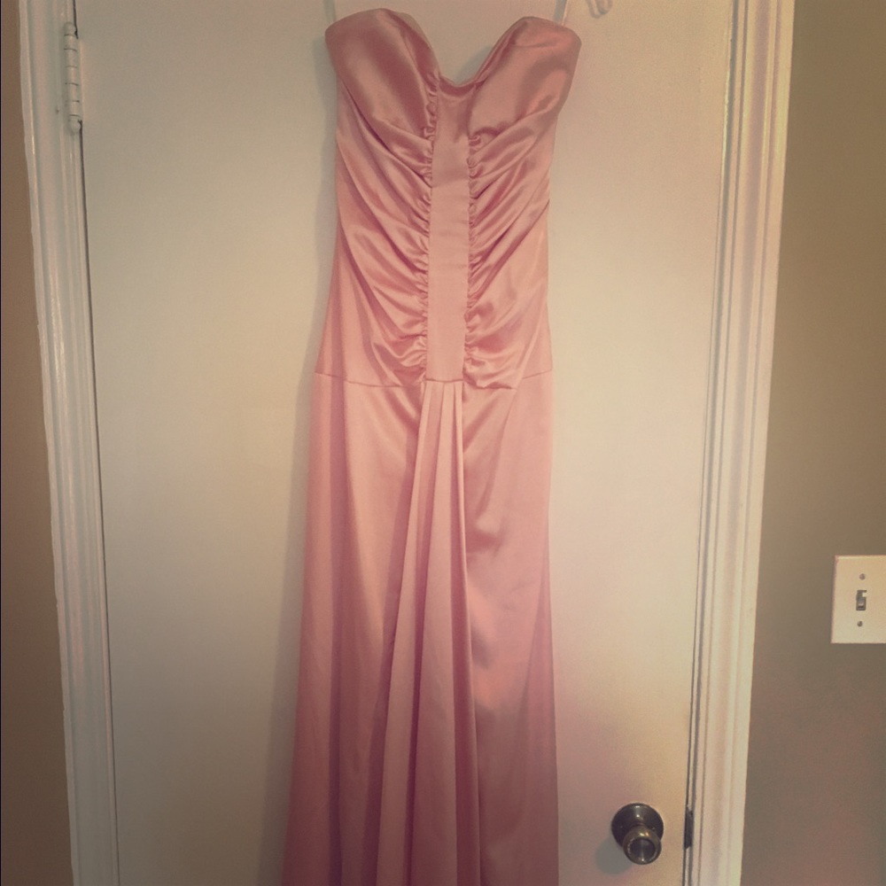 Pink strapless evening gown
