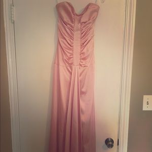 Pink strapless evening gown