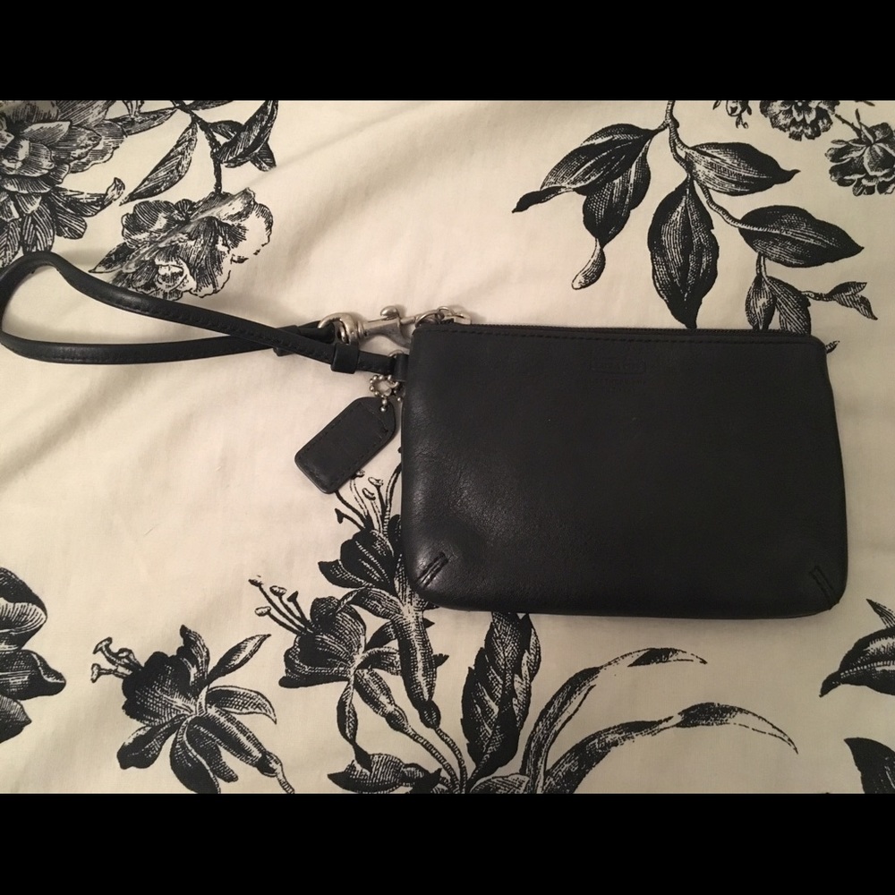Coach black leather wristlet