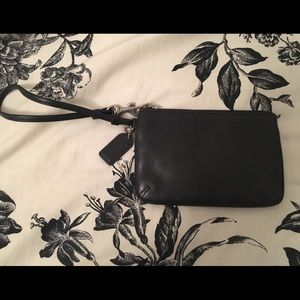 Coach black leather wristlet