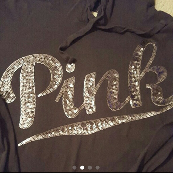 VS PINK Sequins Hooded Long Sleeve Sz.XS - Picture 2 of 4