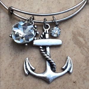 Silver Tone Nautical Beach Anchor Charm Bracelet